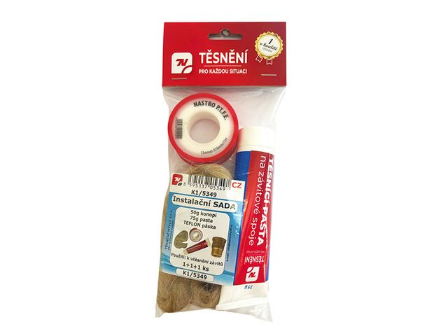Obrázek produktu Sada instalační, konopí 50 g + těsnící pasta 75 g + teflonová páska PTFE