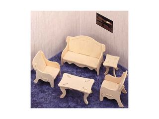 Puzzle dřevěné 3D Woodcraft, obývací pokoj