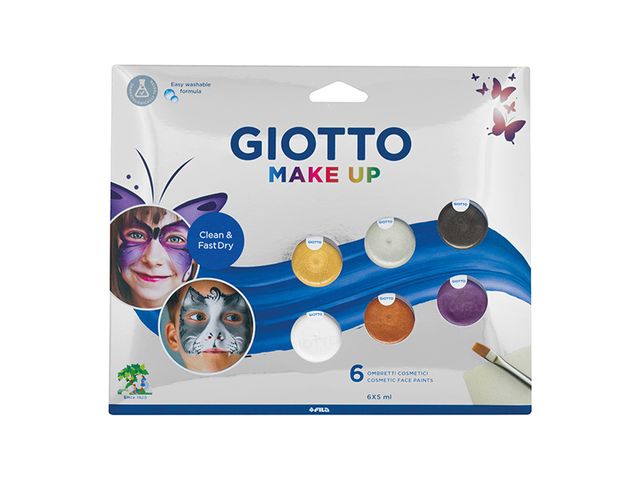 Obrázek produktu Barva na obličej, sada 6 ks, metalické barvy, kosmetický štětec, houbička