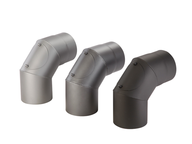 Obrázek produktu Koleno kouřové s čistící otv. Ø180mm/90st.,tl.1,5mm, černé