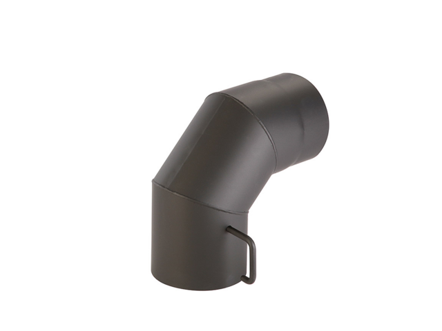 Obrázek produktu Koleno kouřové s klapkou Ø120mm/90st.,tl.1,5mm, černé