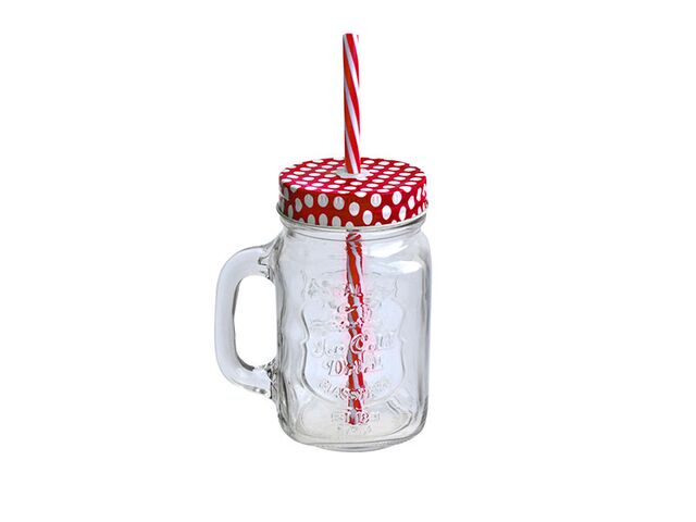 Obrázek produktu Sklenice Mason s brčkem, 450 ml