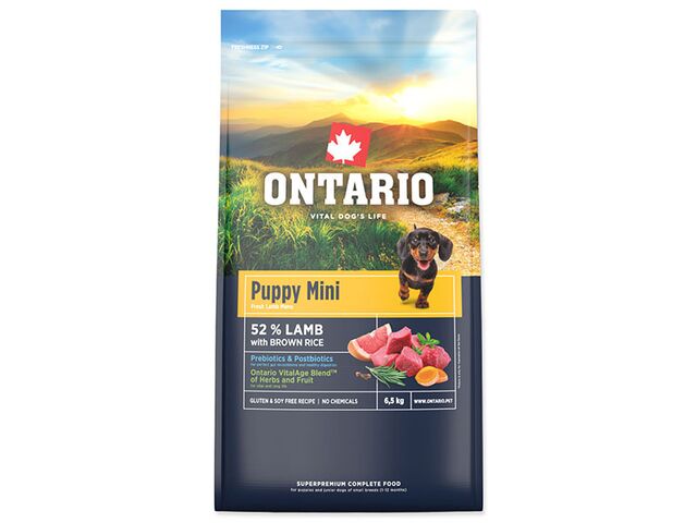 Obrázek produktu Krmivo Ontario Puppy Mini Lamb & Brown Rice 6,5kg