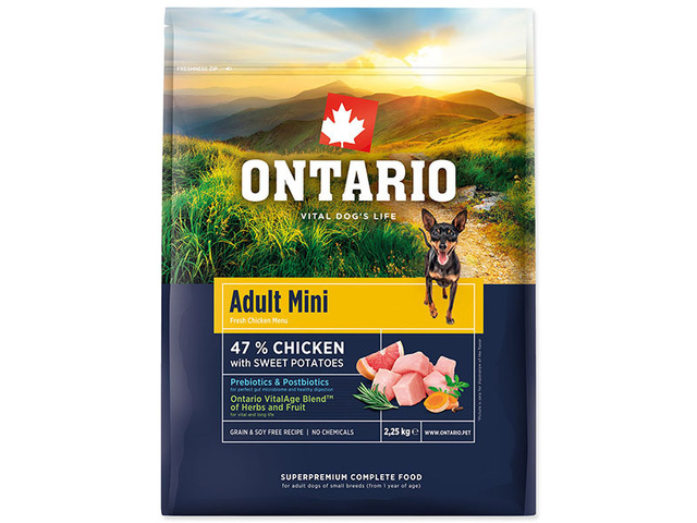 Obrázek produktu Krmivo Ontario Adult Mini Chicken & Sweet Potatoes 2,25kg
