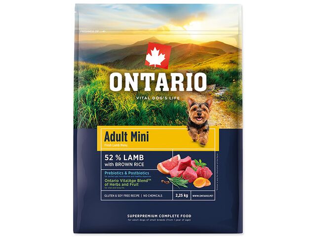 Obrázek produktu Krmivo Ontario Adult Mini Lamb & Brown Rice 2,25kg