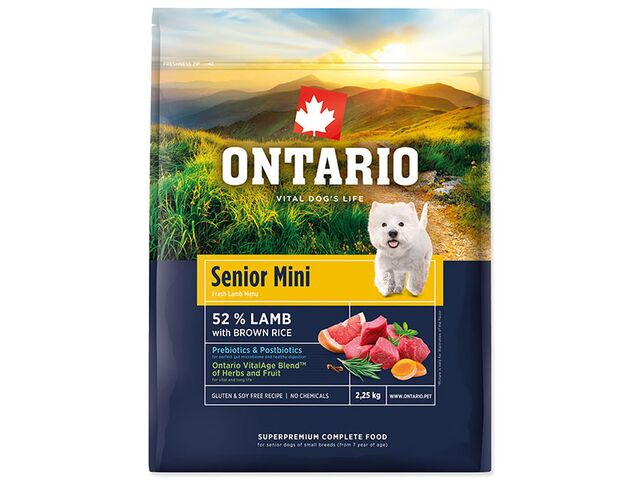 Obrázek produktu Krmivo Ontario Senior Mini Lamb & Brown Rice 2,25kg