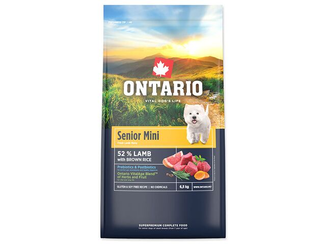 Obrázek produktu Krmivo Ontario Senior Mini Lamb & Brown Rice 6,5kg
