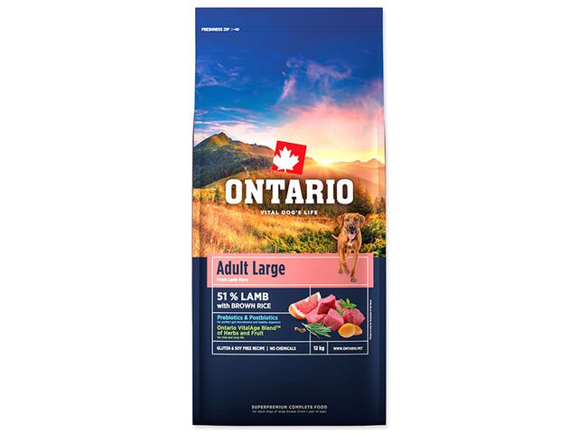Obrázek produktu Krmivo Ontario Adult Large Lamb & Brown Rice 12kg