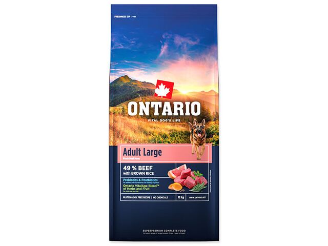 Obrázek produktu Krmivo Ontario Adult Large Beef & Brown Rice 12kg