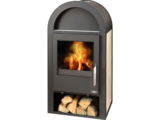 Obrázek produktu Kamna krbová ABX Stockholm 12, béžová keramika/černá, s výměníkem, 3/9kW