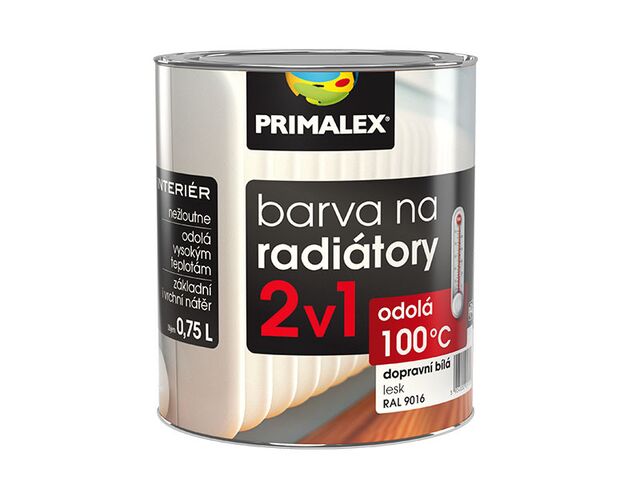 Obrázek produktu Primalex na radiator 2v1, synt 9016 lesk bílá 0,75l