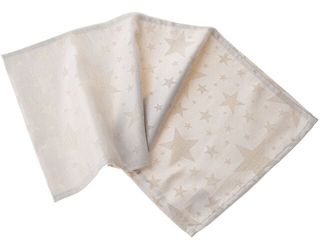 Obrázek produktu Běhoun voděodolný textilní s metalickou nití, béžová s hvězdami, 33x140 cm, 8/96