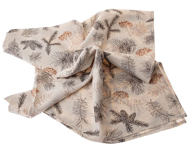 Obrázek produktu Ubrus voděodolný textilní, béžový s větvičkami, 140 x 140 cm, 6/24