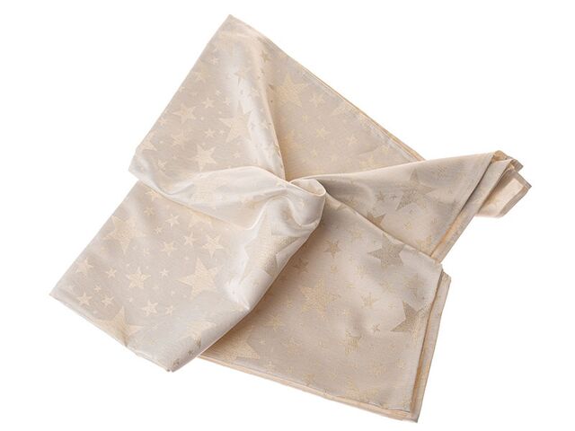 Obrázek produktu Ubrus voděodolný textilní s metalickou nití, béžová hvězda, 140x140 cm, 6/24