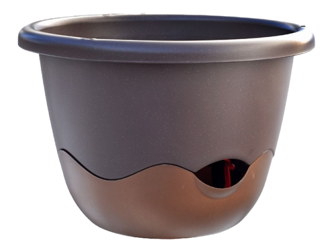 Obrázek produktu Květináč samozavlažovací závěsný Mareta pr.30cm, závěs řetízek, čokoláda+bronz