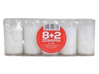 Hřbitovní parafínová svíčka, bílá, 8+2ks
