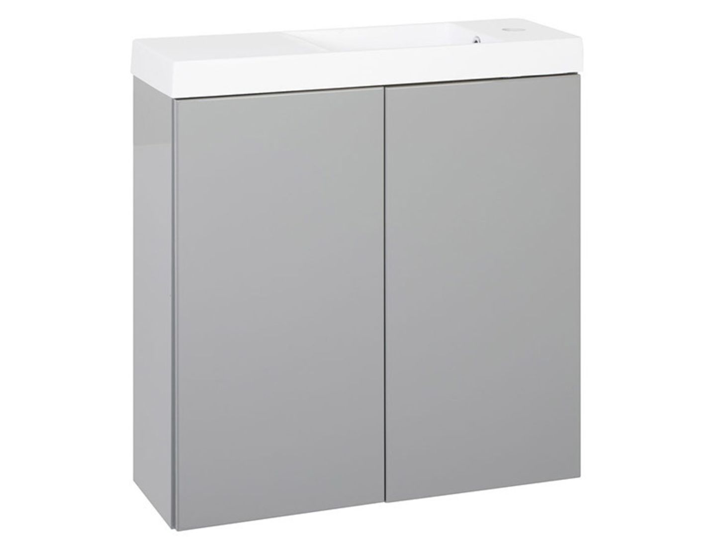 Skříňka s umyvadlem Socrate 60 Slim G bez úchytek, šedá fólie, lesk/šedý lak, lesk, 61x65x22