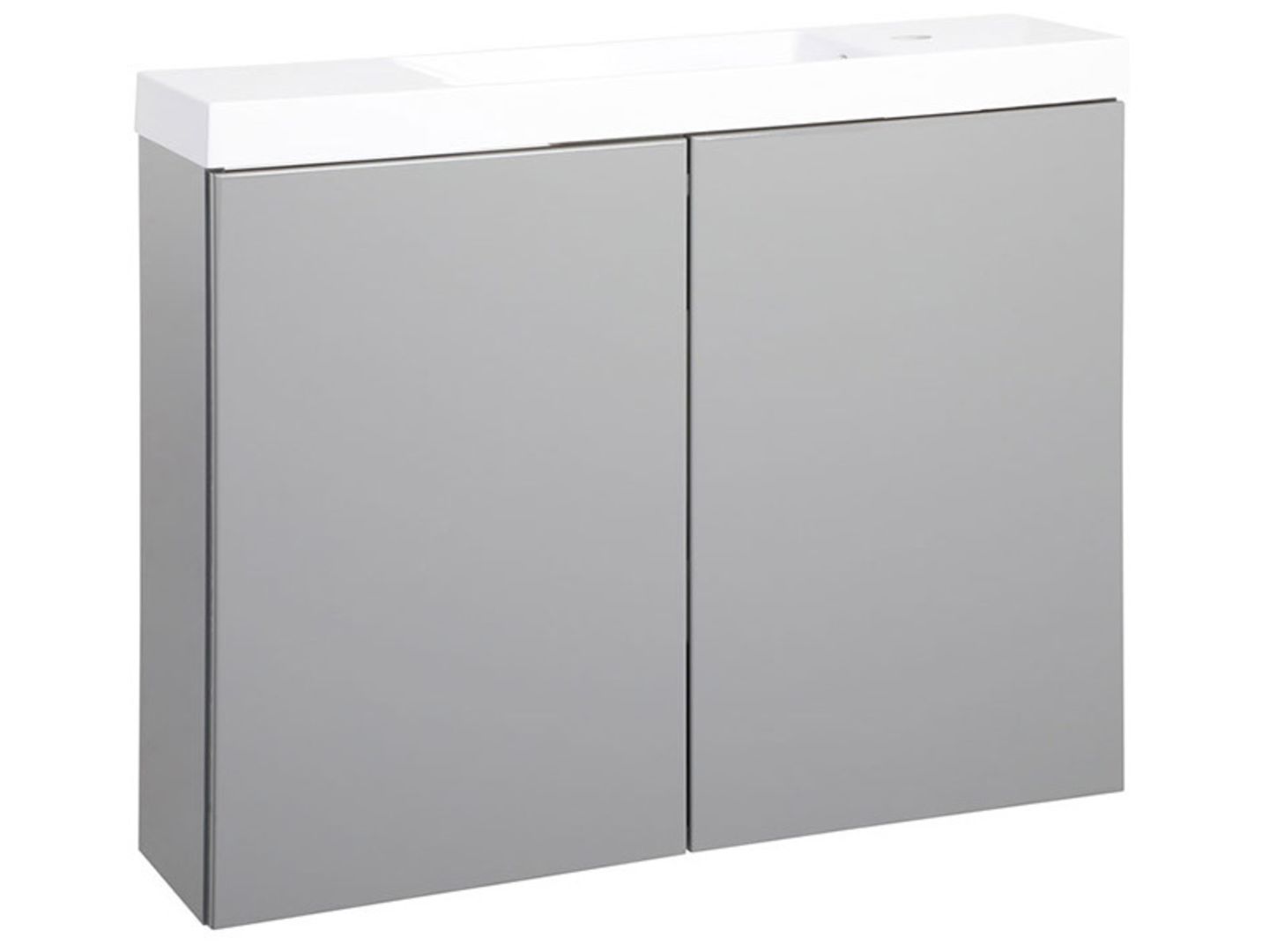 Skříňka s umyvadlem Socrate 80 Slim G bez úchytek, šedá fólie, lesk/šedý lak, lesk, 81x65x22