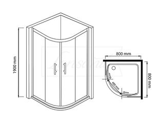 Obrázek 1 produktu Kout sprchový čtvrtkruh Monte 800x800, chrom, matné sklo