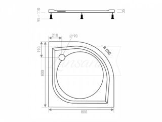 Obrázek 1 produktu Kout sprchový čtvrtkruh Vati 800x800, chrom, čiré sklo, včetně vaničky