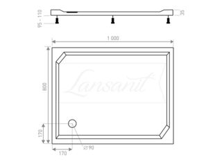 Obrázek 1 produktu Kout sprchový obdélník Vati 1000x800, chrom, matné sklo, včetně vaničky