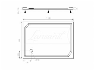 Obrázek 1 produktu Kout sprchový obdélník Vati 1100x800, chrom, matné sklo, včetně vaničky