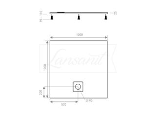 Obrázek 1 produktu Vanička sprchová čtvercová LUX 1000x1000 mm, bez nožiček