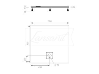 Obrázek 1 produktu Vanička sprchová čtvercová LUX 900x900 mm, bez nožiček