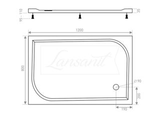 Obrázek 1 produktu Kout sprchový obdélník Vati 1200x800, chrom, čiré sklo, včetně vaničky