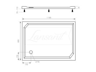 Obrázek 1 produktu Vanička sprchová obdélníková EX 800x1100 mm, bez nožiček