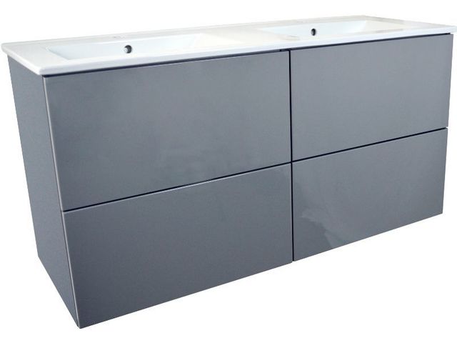 Obrázek produktu Skříňka s umyvadlem Socrate 120 G bez úchytek, šedá fólie, lesk/šedý lak, lesk, 121x62x46,5