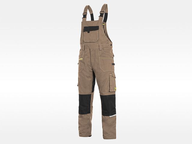 Obrázek produktu Pracovní kalhoty s náprsenkou CXS Strech - béžovo-černé