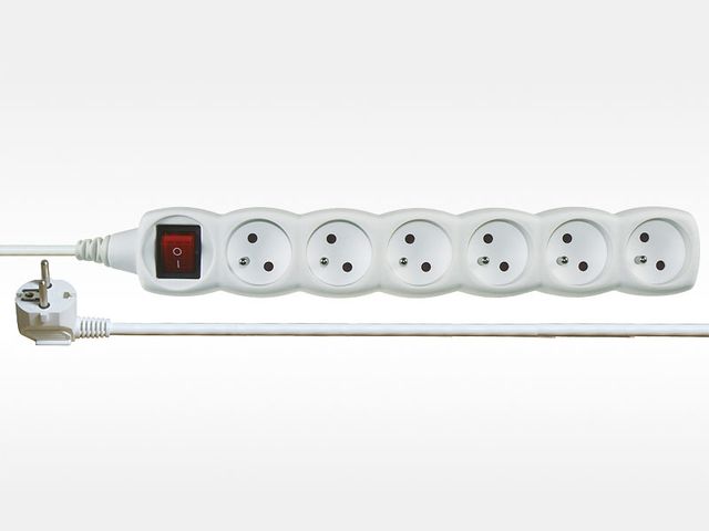 Obrázek produktu Prodlužovací kabel 6 zásuvek s vypínačem - bílý